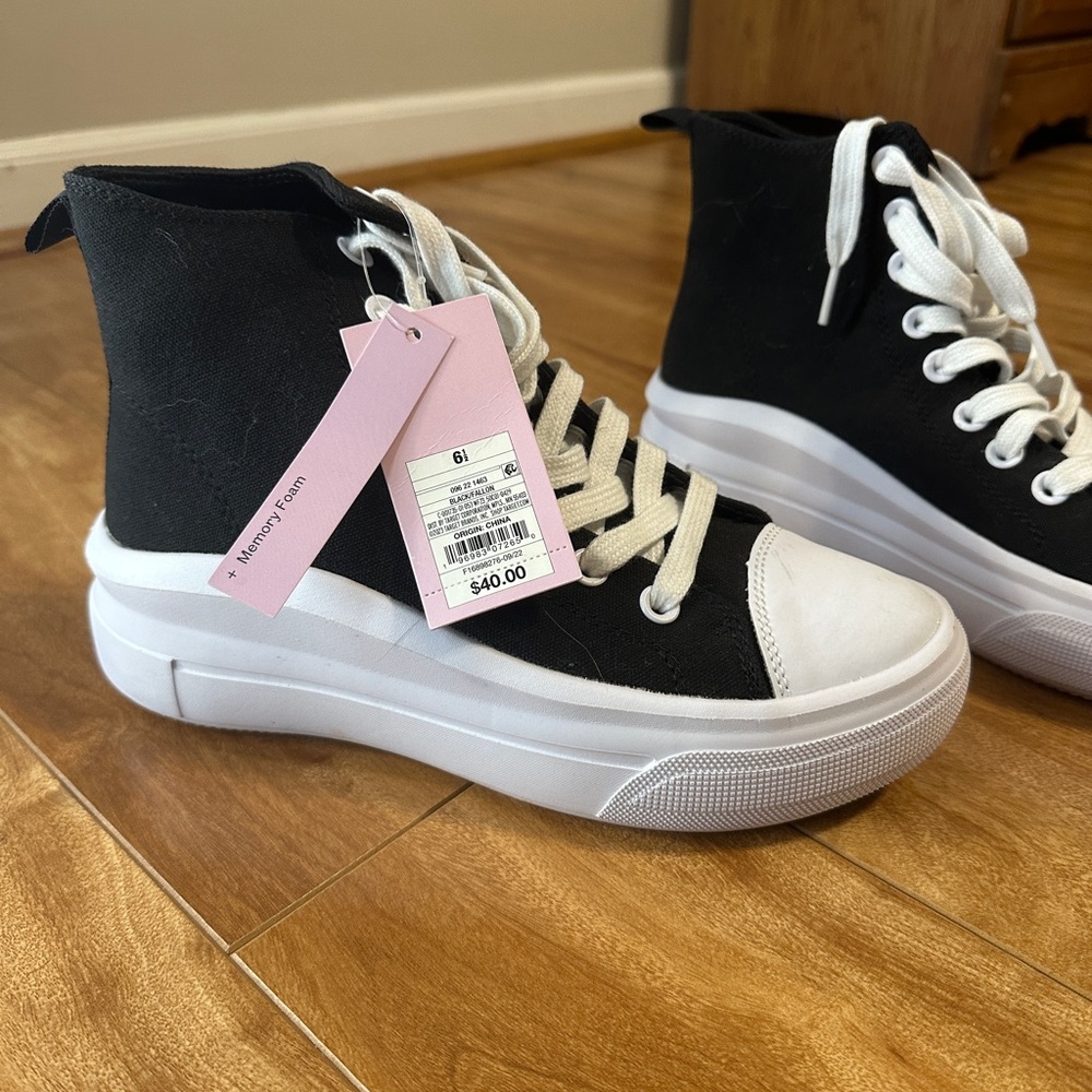 Black & White High-Top Sneakers